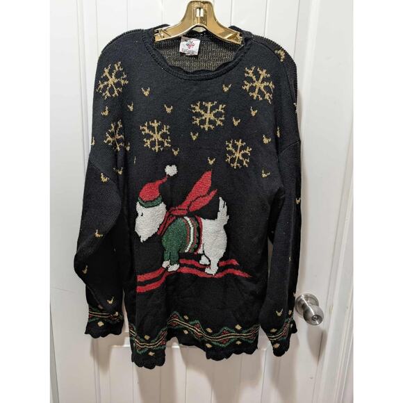 Vintage Nutcracker Ugly Christmas Sweater Dog on Skis Holiday Womens XL - Picture 1 of 9